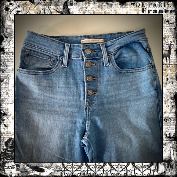 Levis Button Front 721 High Rise Skinny Ankle Jeans size 28 - Picture 4 of 9
